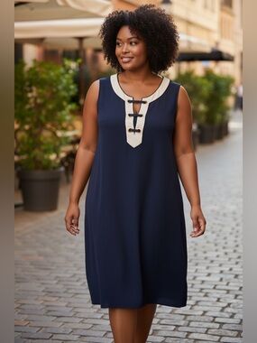 MICHAEL Michael Kors Navy Dress with White Accents
